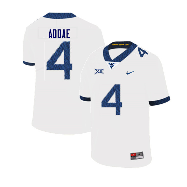 Men #4 Alonzo Addae West Virginia Mountaineers College Football Jerseys Sale-White - Click Image to Close